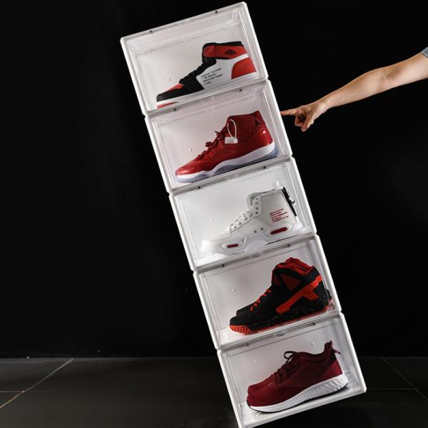 Magnetic 39X29cm Plastic Shoe Box Organizer Plastic Container For Sneakers