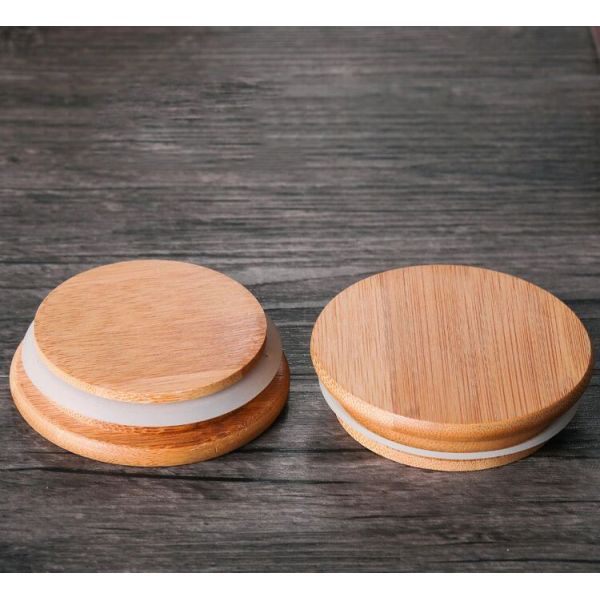 Опарник бамбуковой кухни банки еды крышек воздухонепроницаемый стеклянный