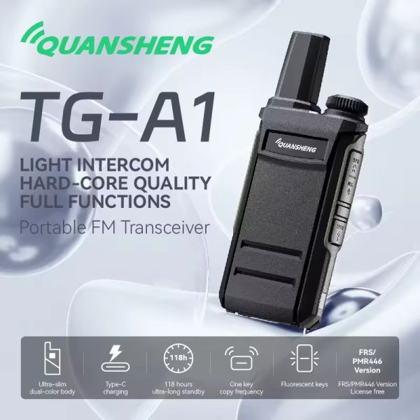 1-3km Talk Range QuanSheng TG-A1 Wireless Long Range Transmitter Professional Black Handheld Walkie Talkie
