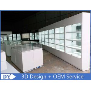 Модный магазин ювелирные витрины с закаленным стеклом блестящим белым