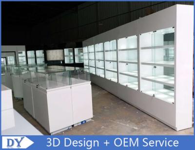 Casas de exposição de jóias de lojas de moda com vidro temperado brilhante branco