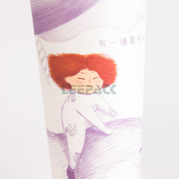 Small pretty waist single wall hot paper cup custom pattern milk tea paper cup,wood pulp and food grade PE film