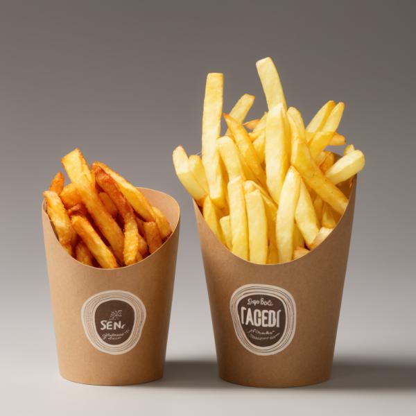 Disposable custom printing fast food potato chip takeaway packaging made of biodegradable kraft paper