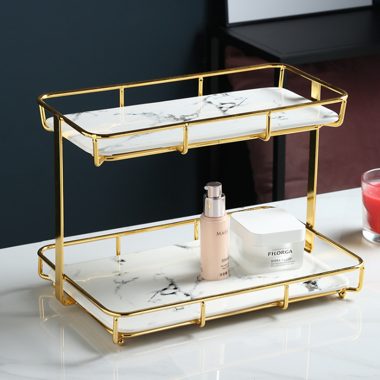 Moisture Proof SS Bathroom Counter Stand , Waterproof 2 Tier Storage Rack