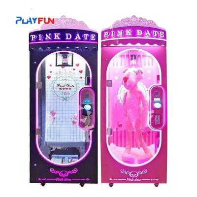 Playfun moeda operada rosa data corte 2 vencer automático corte da corda grande prêmio brinquedos de pelúcia tesouras máquina de jogo