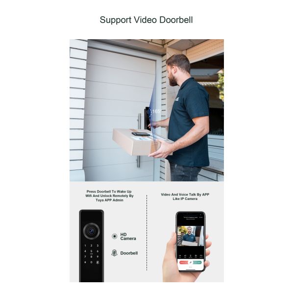 Liliwise Fully Automatic Luxury Electronic Smart Entry Door Locks Wifi Ble Fingerprint Tuya TTlock Smart Door Lock with Camera