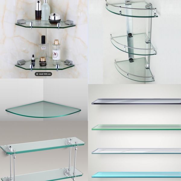 Wall Mount Safety Toughened Glass Shelves Cut To Size Tinted Frosted Tempered Glass Corner Shelf For Bathroom Living Room