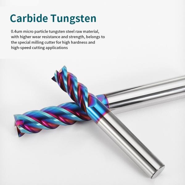 High Quality HRC45  55 60  65  Tungsten Steel Colorful DLC Coating for Aluminium End Mills Cnc Metal Carving Router Bit Tools