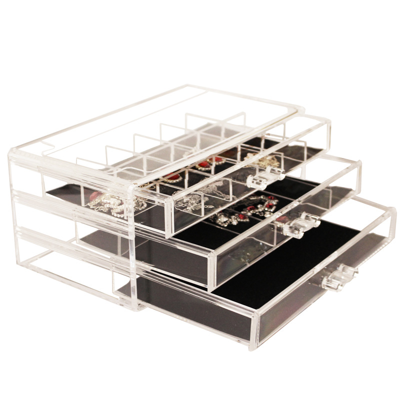 High Quality Multifunction Plastic Jewelry Storage Box Cosmetic Organizer with Drawers for Storage and Display