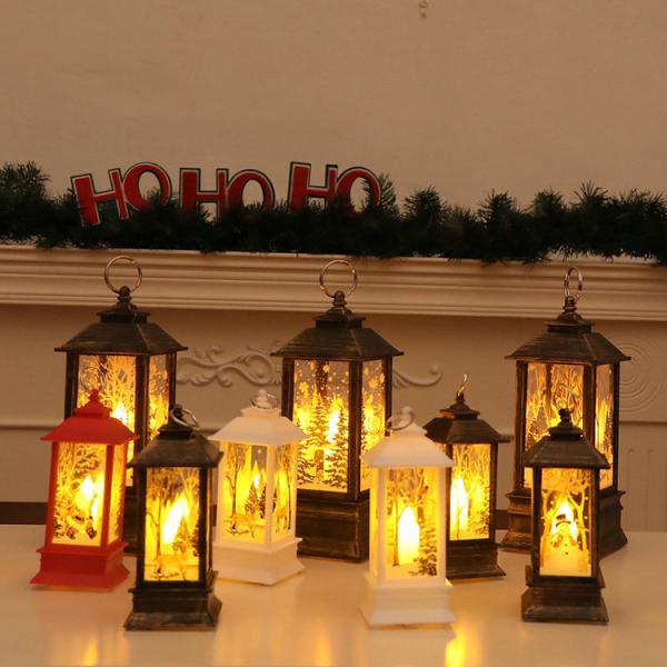 Battery Operated Snowman Led Lantern Christmas Flame Lamp Holiday Home Decor