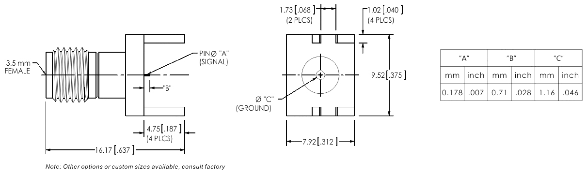 Гнездовой разъем коаксиального кабеля 3,5 Mm RF к держателю RF 34GHz края доски PCB