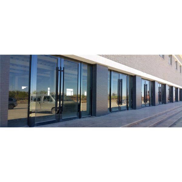 NFRC Commercial Aluminum Glass Storefront Entry Doors With ADA Compliant Threshold