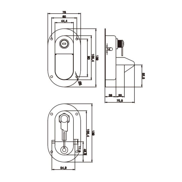 Thickness 1.5mm Generator Canopy Door Lock SS304 Stainless Steel Material