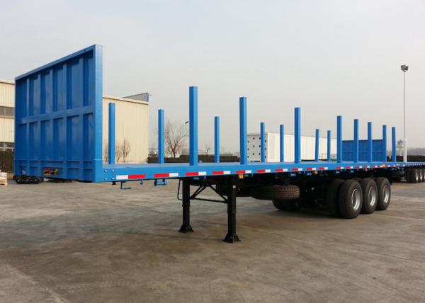 45T Payload 40ft 3 Drum Axles Side Pillars Semi Flatbed Truck Trailer