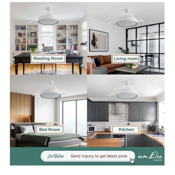 Design Contemporâneo Ventilador de Tecto LED de 5 Velocidades com Láminas Escondidas