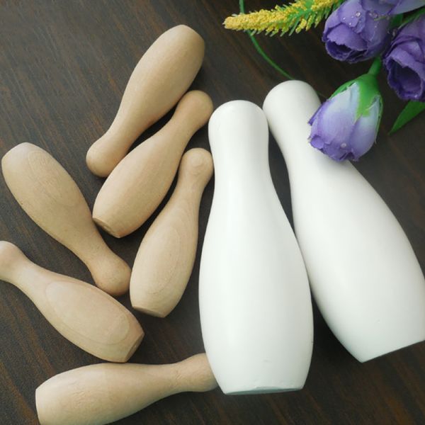 Jouet de bowling en bois artisanal non fini Enfants adultes Jeu de bowling en bois vintage