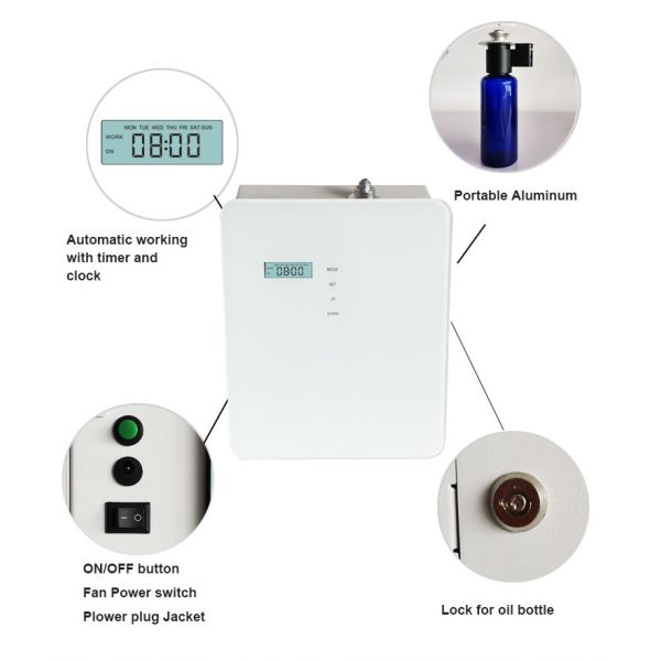 Wall Mounted Aroma Machine with 300CBM Coverage and Silent Operation for Essential Oil Diffuser