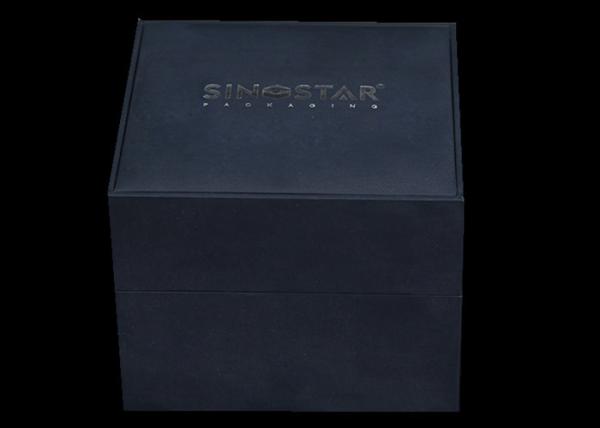 Square Watch Presentation Box , Plastic + Dark Blue Paper Gift Box For Wrist Watch
