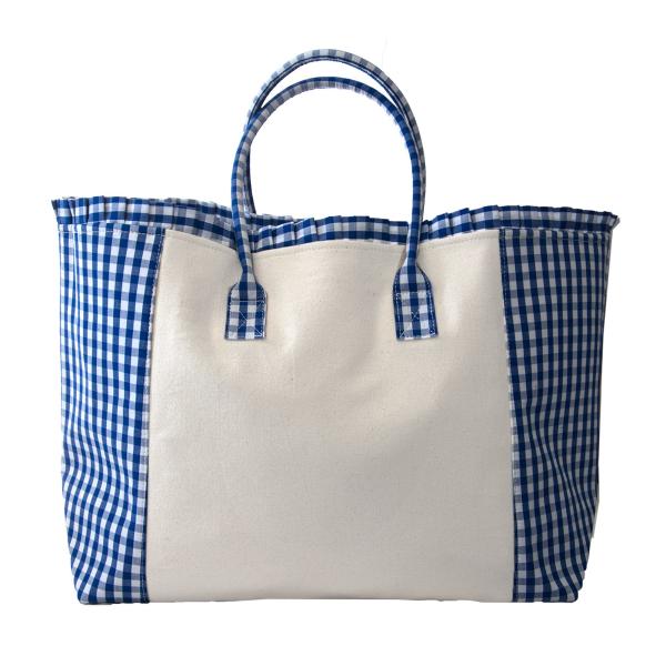 canvas large tote gingham tote weekender handbag travel bag  beach bag