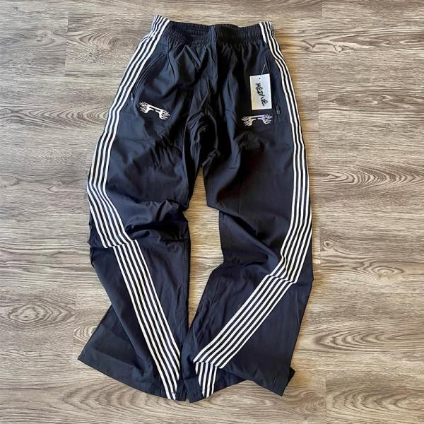 Custom Logo Windbreaker Sweatpants Joggers Pants Nylon Stripe Trousers Wide Leg Sweat Pants Men's Loose Pants & Trousers