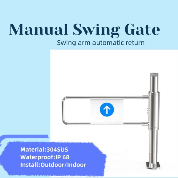 Brushed Stainless Steel One-Way Manual Swing Barrier Gate with IP68 Protection Grade for Secure Access Control