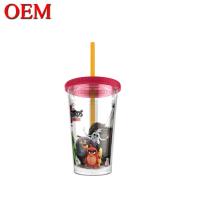 Figura personalizada de plástico de doble pared copa de paja reutilizable copa de agua OEM fábrica de juguetes de plástico