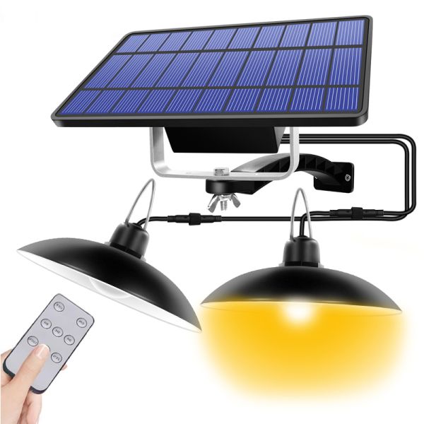 LED Solar Pendant Lamp 3M Cable Solar Shed Lights with Remote Control Solar Garden Light Outdoor Waterproof Patio Decoration
