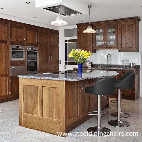 Adjustable Club Brushed Kitchen Swivel 40cm 76cm Pu Leather Bar Stools
