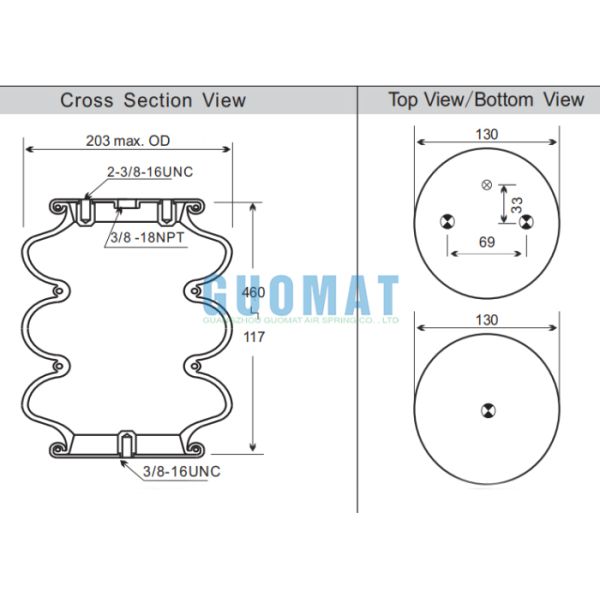 Triple Convoluted Air Spring 117mm-460mm Stroke Industrial Rubber Air Shock For Pick Up