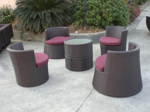 Outdoor Garden Half Round Black Cane Bullet Sofa , Waterproof