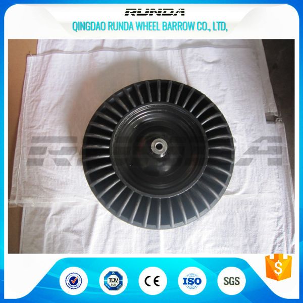 Steel Roll Rim Solid Rubber Wheels , Hard PHR Solid Cart Tires 16mm Inner Hole