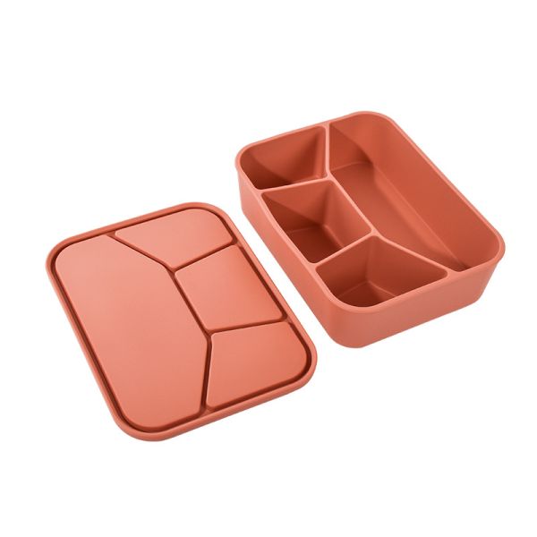 Silicone Bento Box, LeakProof Lunch Box With Lid, Unbreakable Food-Grade Divided Storage Container for Adult Kid