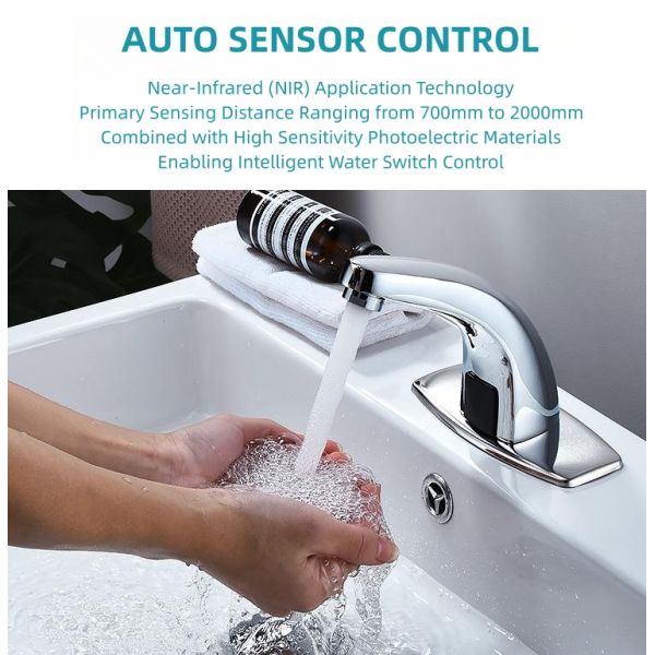 Gravity Casting Automatic Infrared Sensor Faucet Smart Bathroom Faucet Brushed