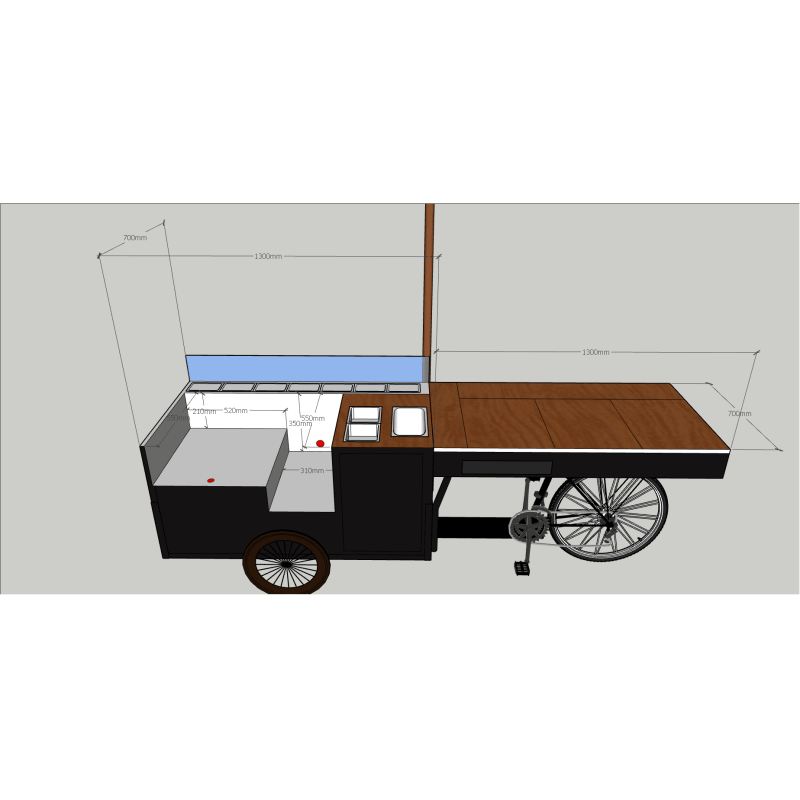 Outdoor Street Vending Bike Cart with Cargo Space and 304 Stainless Steel Construction