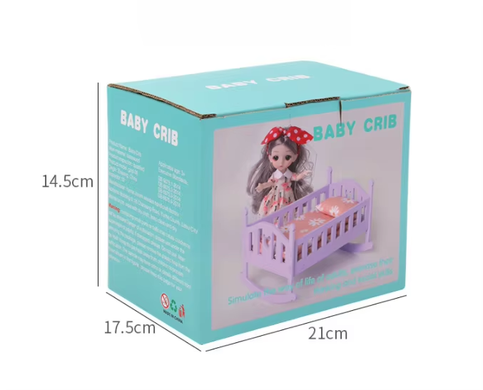 Wooden Doll House Bed Baby Crib for 6 inch Dolls Must-Have Doll Accessories for Kids