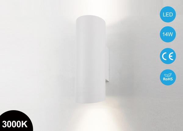 14W IP54 Outdoor Up And Down Wall Lighting 2*7W Cylinder Aluminum Material 3000K 24 DEGREE