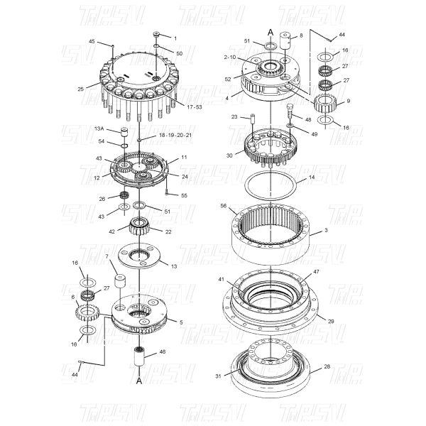 Excavator Transmission E330D Travel 3Stage Gear Pin Black Coated 7Y-0662