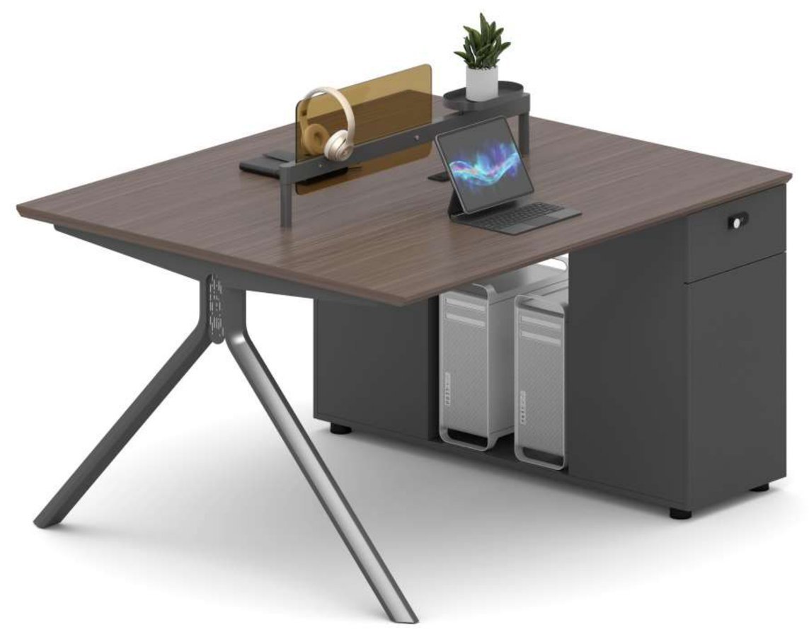 Computer Desk with Privacy Screen and Side Cabinet-Desks
