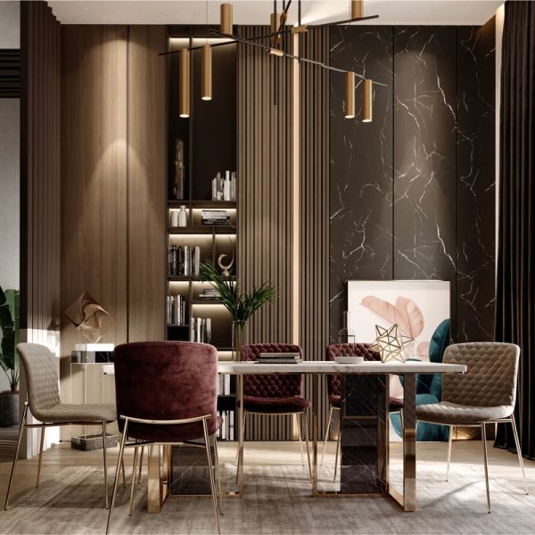 Elegant Blue 830mm Metal Frame Velvet Leisure Chair for Living Room