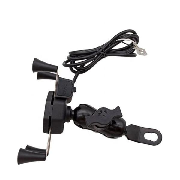 2.5A 5'' Waterproof Motorcycle Phone Holder With Charger 360degree Rotation