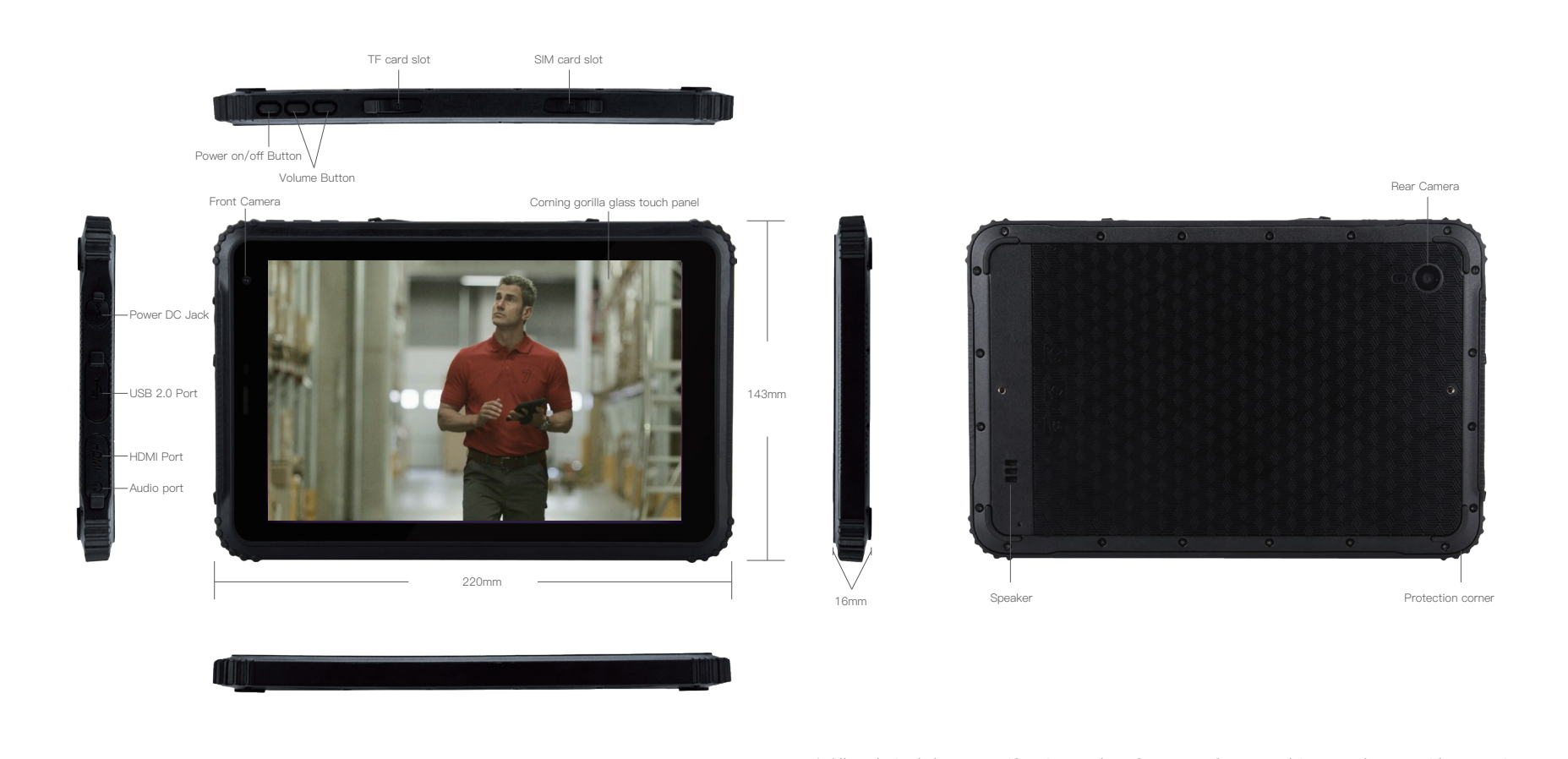 планшет Windows 450cd/m2 8in промышленный изрезанный 10 NFC GPS IP67