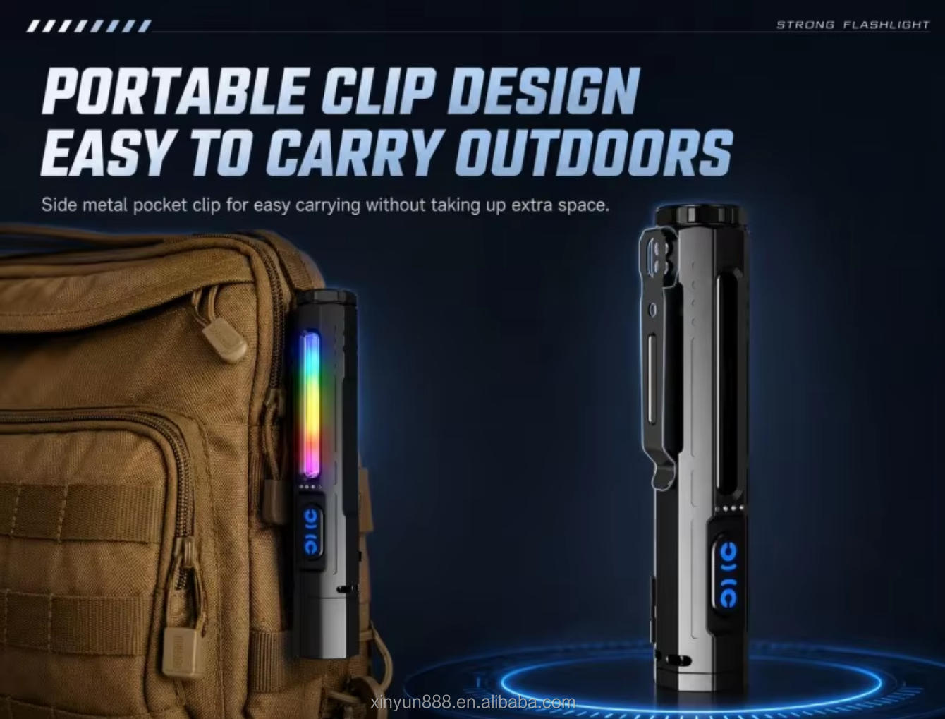 New Product: Buzzer Bright Light Flashlight, Multi-Functional RGB Fluid Light Outdoor Retractable Zoom Magnetic LED Torch