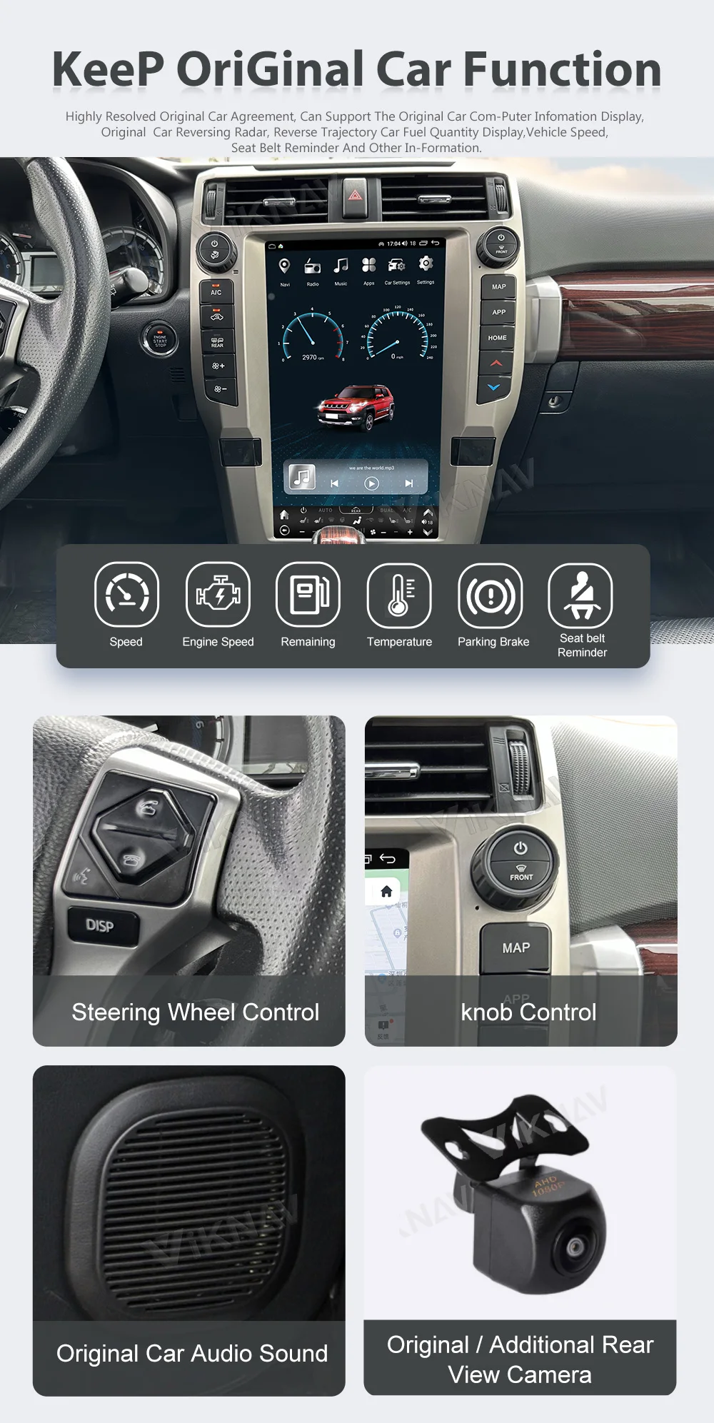 Android Toyota 4Runner Head Unit Авто стерео 2010-2023 Мультимедийный проигрыватель Замена