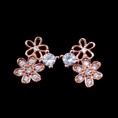 925 ouro de prata brincos chapeados bonitos, parafuso prisioneiro dos brincos da pérola da flor