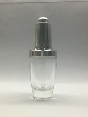Luxury Clear Glass Dropper Bottle 30ml Silver Dropper For Serum Essential Oil