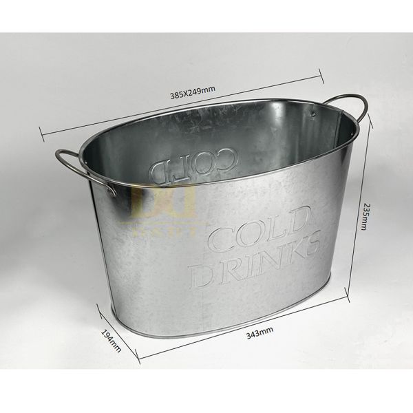 Stackable Oval Ice Bucket 5L 10L 15L Tin Beer Chiller Non-Slip Base Zinc-Plated for Catering Truck Food Service