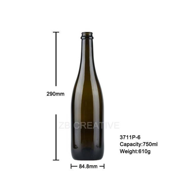 Pressure Resistant Champagne Glass Bottles empty glass bottles 750ml 3711P-6 610G
