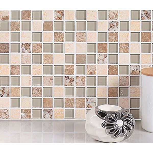 Natural Shell Pearl Subway Glass Tile , Iridescent Glass Mosaic Bathroom Tiles