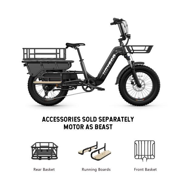 Electric Long Tail Cargo Bike for Family & Kids, 2-3 Child Seats, Urban Grocery Transport Large Capacity Foldable, Pedal Assist