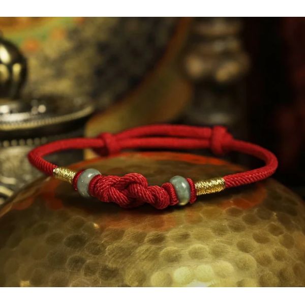 Chinese Knot Red String Jade Bracelet Luck Fortune Knot Braided Bracelets For Couples